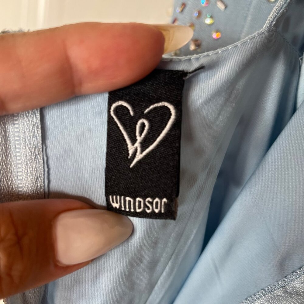 Windsor Alexa Blue Rhinestone Embellished Spaghetti Strap Mini Dress size medium - Picture 5 of 8